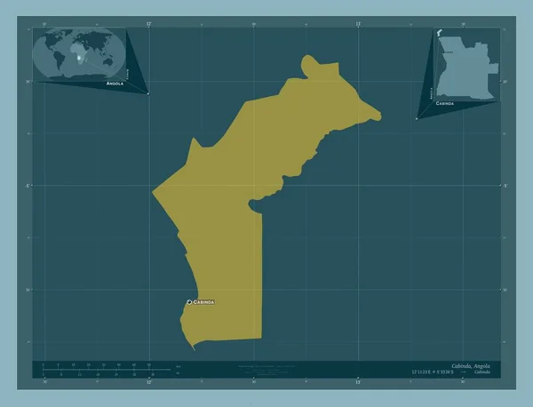 Cabinda Angola Tartomány Szilárd Színű Forma Régió Nagyvárosainak Elhelyezkedése Neve — Stock Fotó