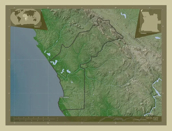 Cabinda Província Angola Mapa Elevação Colorido Estilo Wiki Com Lagos — Fotografia de Stock