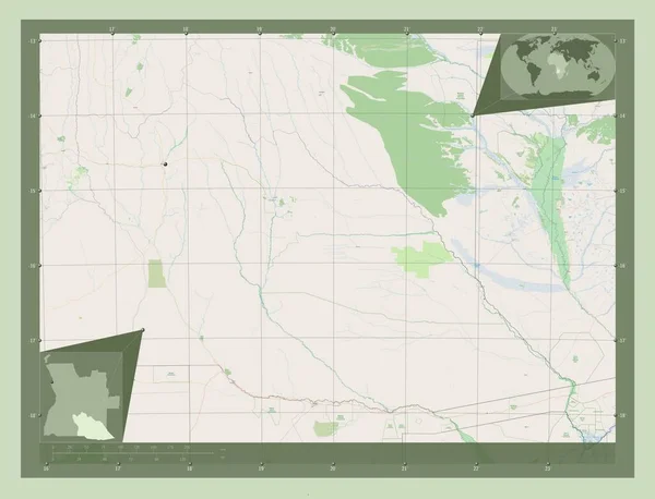 Куандо Кубанго Провинция Ангола Карта Улиц Вспомогательные Карты Расположения Углов — стоковое фото