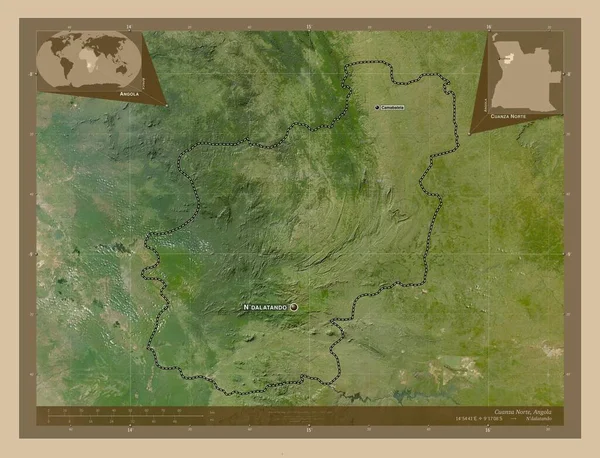 Cuanza Norte Επαρχία Της Αγκόλας Δορυφορικός Χάρτης Χαμηλής Ανάλυσης Τοποθεσίες — Φωτογραφία Αρχείου