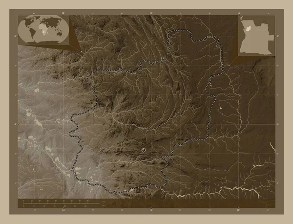 Cuanza Norte Επαρχία Της Αγκόλας Υψόμετρο Χάρτη Χρωματισμένο Τόνους Σέπια — Φωτογραφία Αρχείου
