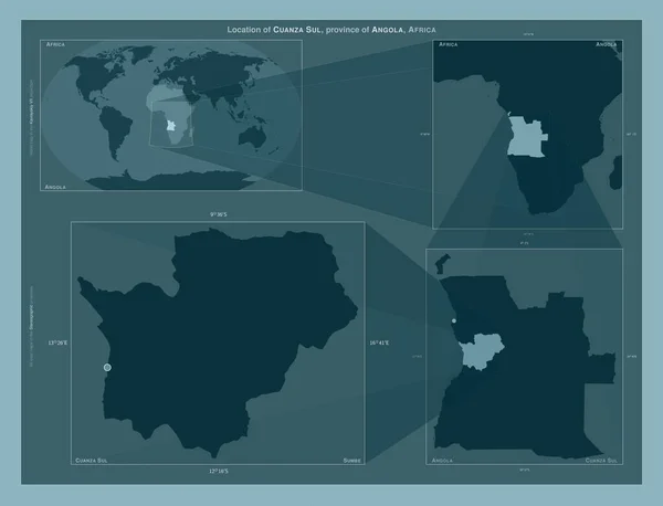 Cuanza Sul Provincia Angola Diagrama Que Muestra Ubicación Región Mapas — Foto de Stock