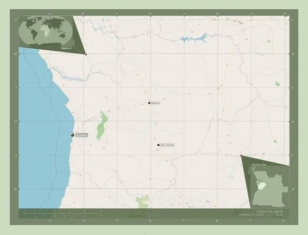 Куанса Сул Провінція Ангола Відкрита Карта Вулиць Місця Розташування Назви — стокове фото