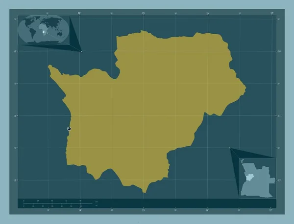 アンゴラ共和国のカカンサ スル県 しっかりした色の形 コーナー補助位置図 — ストック写真