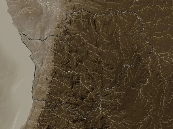 Cuanza Sul Provincia Angola Mapa Elevación Coloreado Tonos Sepia Con — Foto de Stock