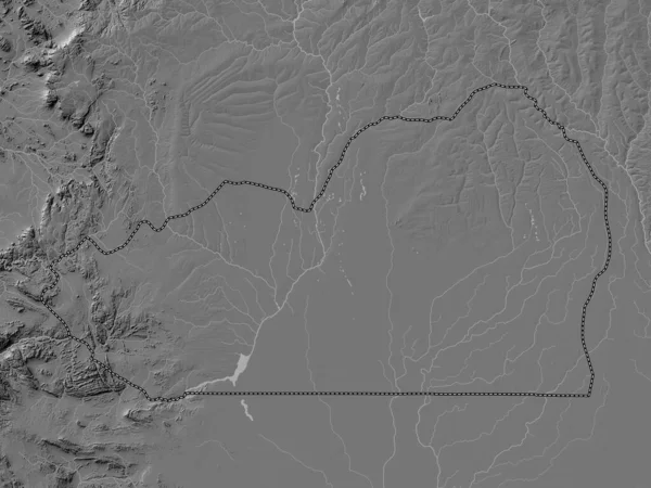 库内内 安哥拉省 附有湖泊和河流的比尔韦勒高地图 — 图库照片