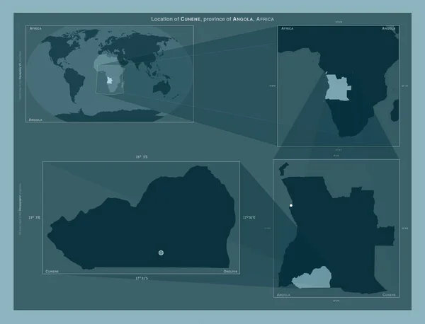 Cunene Angola Vilayeti Büyük Ölçekli Haritalarda Bölgenin Yerini Gösteren Diyagram — Stok fotoğraf