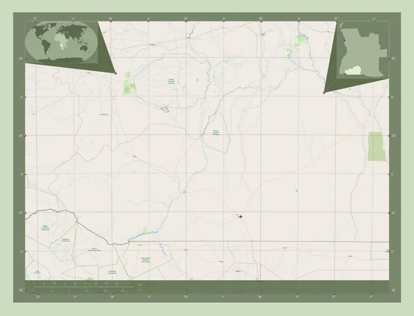 Cunene Provincie Angola Open Plattegrond Locaties Van Grote Steden Van — Stockfoto