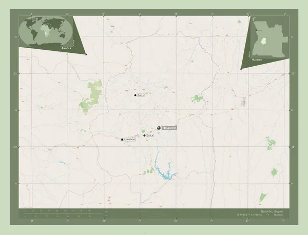Уамбо Провинция Ангола Карта Улиц Места Названия Крупных Городов Области — стоковое фото