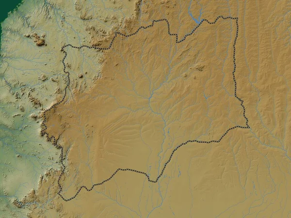 Huila Prowincja Angola Kolorowa Mapa Wzniesień Jeziorami Rzekami — Zdjęcie stockowe