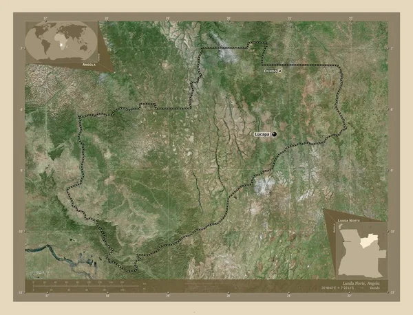 Lunda Norte Provinz Angola Hochauflösende Satellitenkarte Orte Und Namen Der — Stockfoto