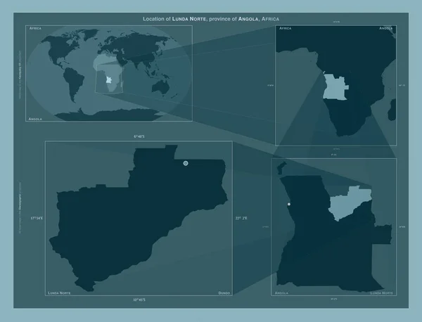 Lunda Norte Provincia Angola Diagrama Que Muestra Ubicación Región Mapas —  Fotos de Stock