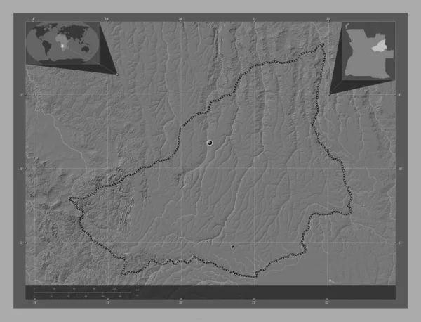 Lunda Sul Provincia Angola Mapa Elevación Bilevel Con Lagos Ríos — Foto de Stock