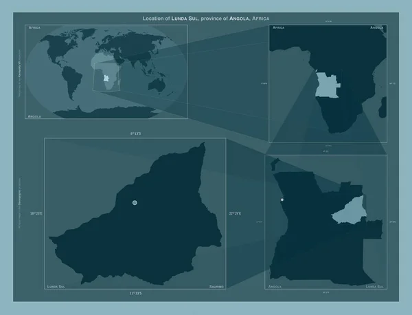 Lunda Sul Província Angola Diagrama Mostrando Localização Região Mapas Maior — Fotografia de Stock