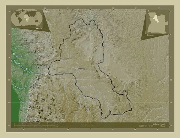 Malanje Επαρχία Της Αγκόλας Υψόμετρο Χάρτη Χρωματισμένο Στυλ Wiki Λίμνες — Φωτογραφία Αρχείου