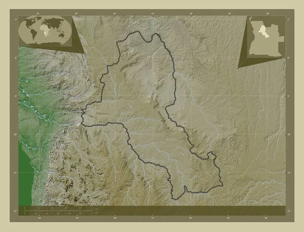 Malanje Province Angola Elevation Map Colored Wiki Style Lakes Rivers — Stock Photo, Image