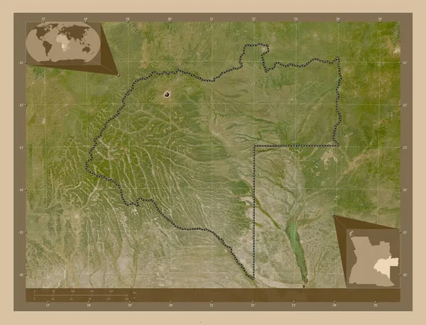 Moxico Επαρχία Της Αγκόλας Δορυφορικός Χάρτης Χαμηλής Ανάλυσης Γωνιακοί Χάρτες — Φωτογραφία Αρχείου