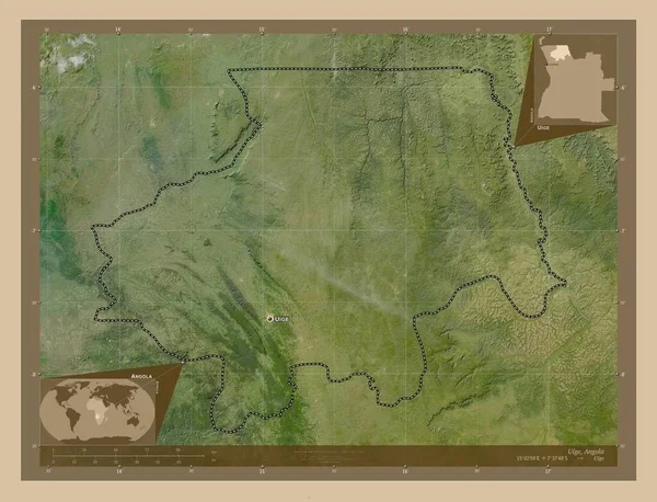 Uige Επαρχία Της Αγκόλας Δορυφορικός Χάρτης Χαμηλής Ανάλυσης Τοποθεσίες Και — Φωτογραφία Αρχείου