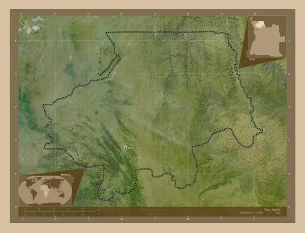 Uige Provincia Angola Mapa Satelital Baja Resolución Ubicaciones Nombres Las — Foto de Stock