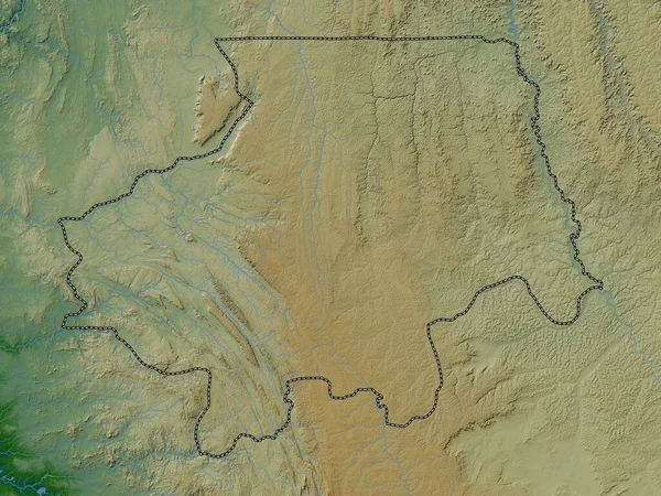 Uige Επαρχία Της Αγκόλας Χρωματιστός Υψομετρικός Χάρτης Λίμνες Και Ποτάμια — Φωτογραφία Αρχείου