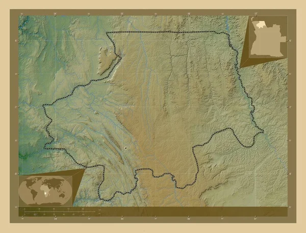 Uige Provincia Angola Mapa Elevación Colores Con Lagos Ríos Mapas —  Fotos de Stock