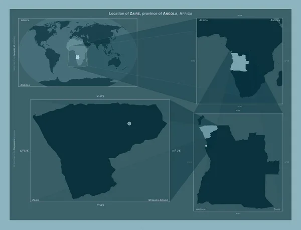 Zaire Angola Vilayeti Büyük Ölçekli Haritalarda Bölgenin Yerini Gösteren Diyagram — Stok fotoğraf