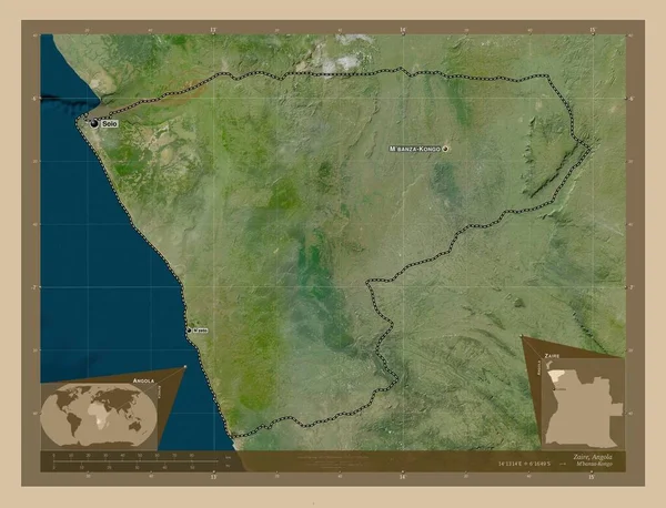 Zaire Provincia Angola Mapa Satelital Baja Resolución Ubicaciones Nombres Las — Foto de Stock