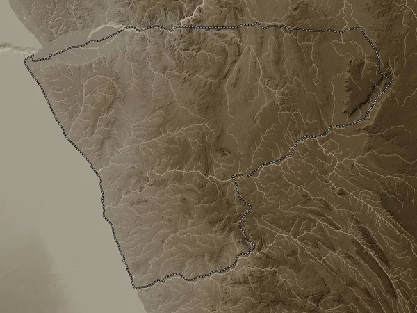 Zair Provincie Angola Nadmořská Mapa Zabarvená Sépiovými Tóny Jezery Řekami — Stock fotografie