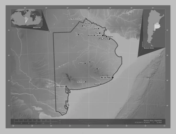 Buenos Aires Provincie Argentina Výškové Mapy Jezery Řekami Umístění Názvy — Stock fotografie