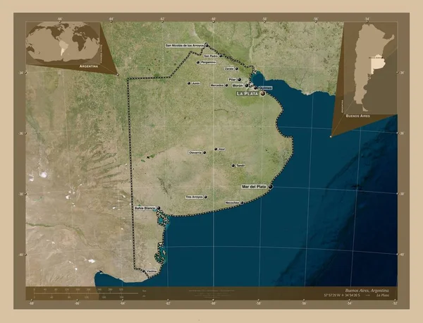Буэнос Айрес Провинция Аргентина Карта Спутника Низкого Разрешения Места Названия — стоковое фото