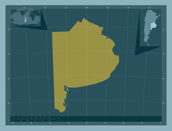 Buenos Aires Província Argentina Forma Cor Sólida Mapa Localização Auxiliar — Fotografia de Stock