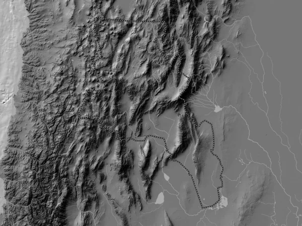 Katamarca Provincie Argentina Bilevel Elevační Mapa Jezery Řekami — Stock fotografie