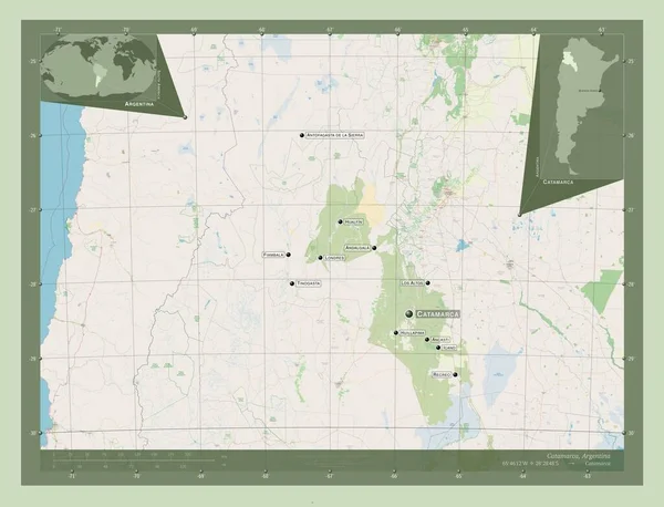Katamarca Prowincja Argentyny Otwórz Mapę Ulic Lokalizacje Nazwy Głównych Miast — Zdjęcie stockowe