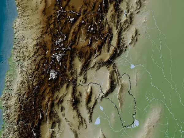 Катамарка Провинция Аргентина Карта Высот Окрашенная Вики Стиле Озерами Реками — стоковое фото