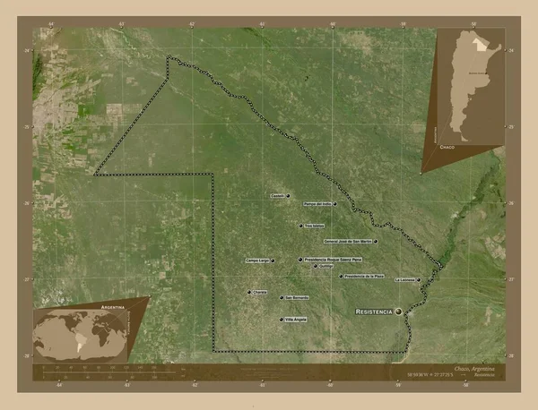 Chaco Provinz Von Argentinien Satellitenkarte Mit Niedriger Auflösung Orte Und — Stockfoto