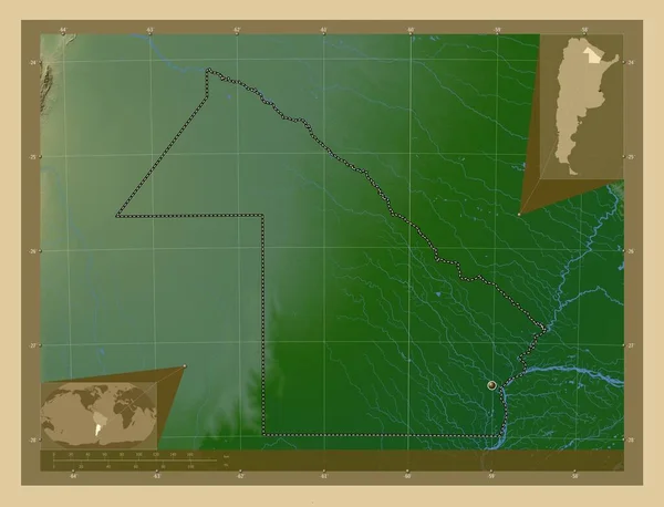 Chaco Provincia Argentina Mapa Elevación Colores Con Lagos Ríos Mapas —  Fotos de Stock