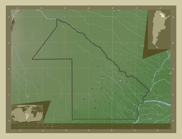 Chaco Prowincja Argentyny Mapa Wzniesień Kolorowa Stylu Wiki Jeziorami Rzekami — Zdjęcie stockowe