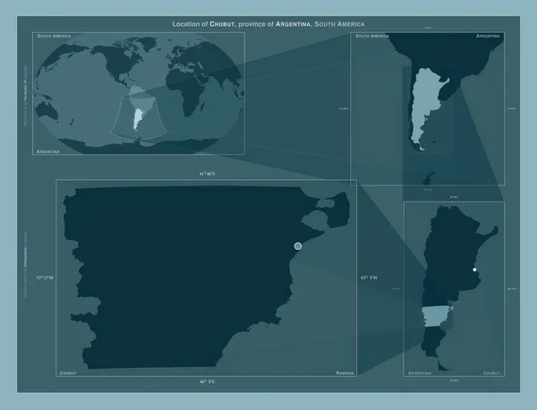 Chubut Provincia Argentina Diagrama Que Muestra Ubicación Región Mapas Gran —  Fotos de Stock