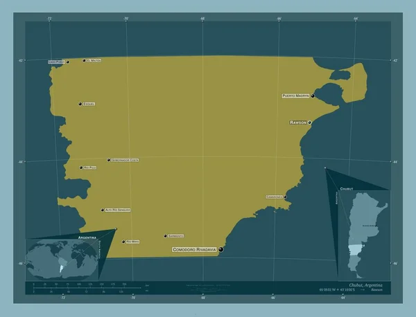 아르헨티나의 색깔의 지역의 도시들의 위치와 Corner Auxiliary Location — 스톡 사진