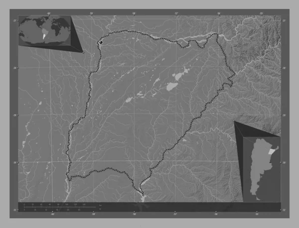 Corrientes Provincia Argentina Mapa Elevación Bilevel Con Lagos Ríos Mapas — Foto de Stock