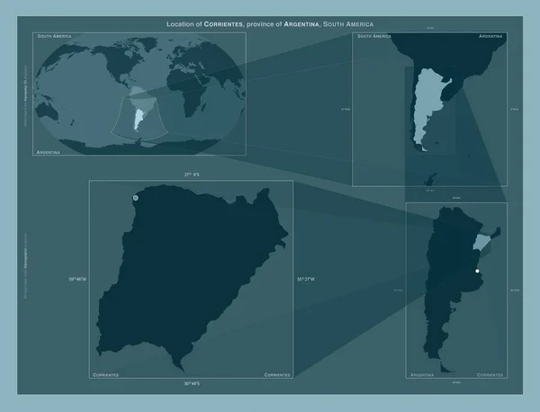 Corrientes Província Argentina Diagrama Mostrando Localização Região Mapas Maior Escala — Fotografia de Stock