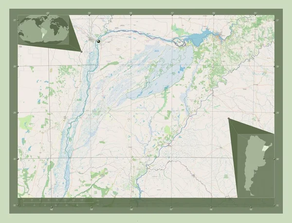 Corrientes Província Argentina Abrir Mapa Rua Mapa Localização Auxiliar Canto — Fotografia de Stock