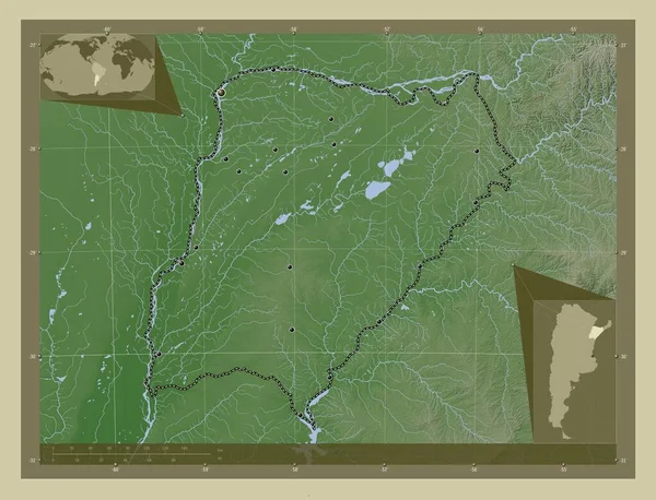 Corrientes Província Argentina Mapa Elevação Colorido Estilo Wiki Com Lagos — Fotografia de Stock