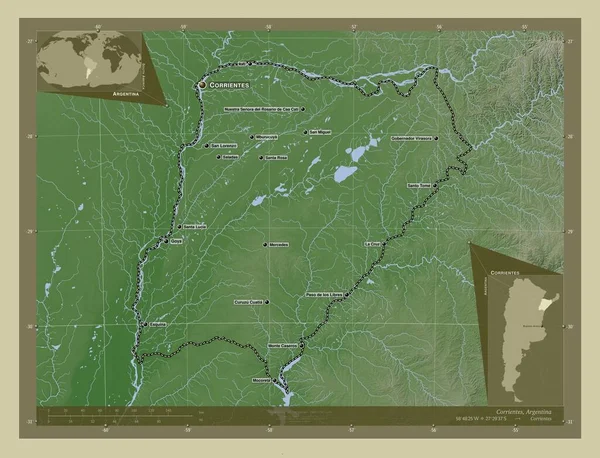 Коррієнтес Провінція Аргентина Висота Карти Забарвлена Вікі Стилі Озерами Річками — стокове фото