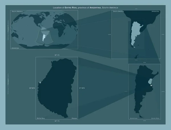 アルゼンチンの州 リオスを入力します 大規模な地図上の領域の位置を示しています しっかりとした背景にベクトルフレームとPng形状の構成 — ストック写真