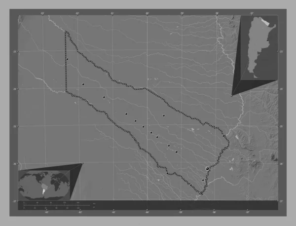Формоса Провінція Аргентина Білевелівська Карта Висот Озерами Річками Розташування Великих — стокове фото