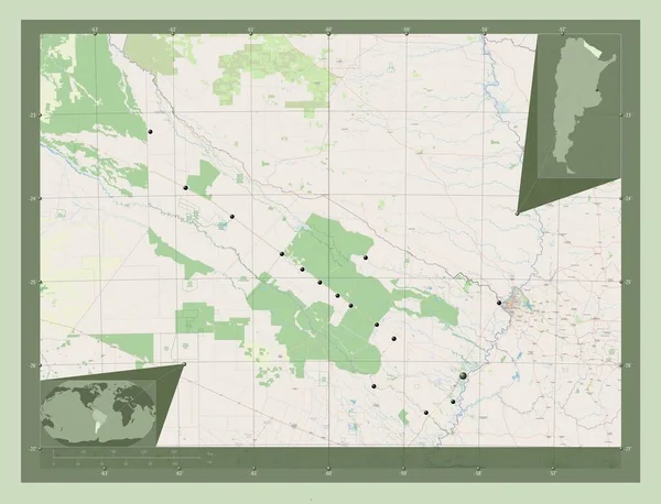 Formosa Prowincja Argentyny Otwórz Mapę Ulic Lokalizacje Dużych Miast Regionu — Zdjęcie stockowe