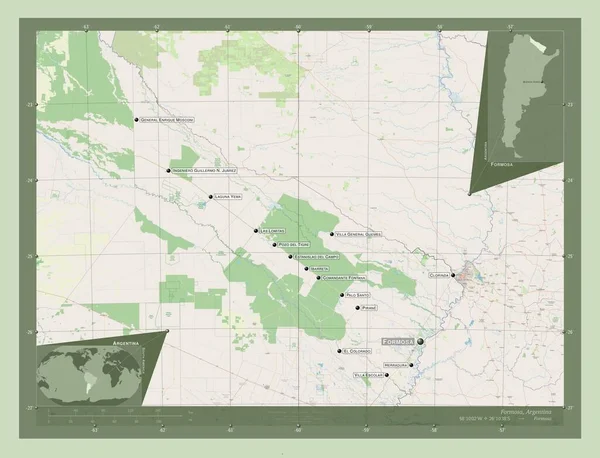 Формоса Провінція Аргентина Відкрита Карта Вулиць Місця Розташування Назви Великих — стокове фото