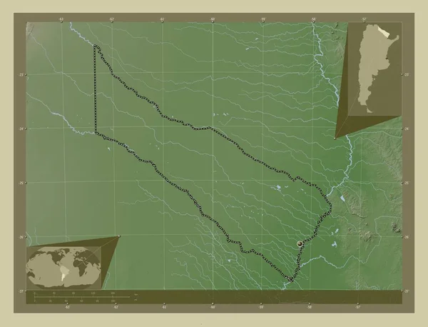 Formosa Provincie Argentina Zdvihová Mapa Zbarvená Stylu Wiki Jezery Řekami — Stock fotografie