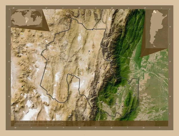 Jujuy Provinz Argentinien Satellitenkarte Mit Niedriger Auflösung Standorte Der Wichtigsten — Stockfoto